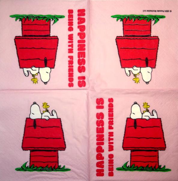 BF-077 Bekannte Figuren - 3-lagig - Braun - Peanuts - Snoopy - Happiness is being with friends